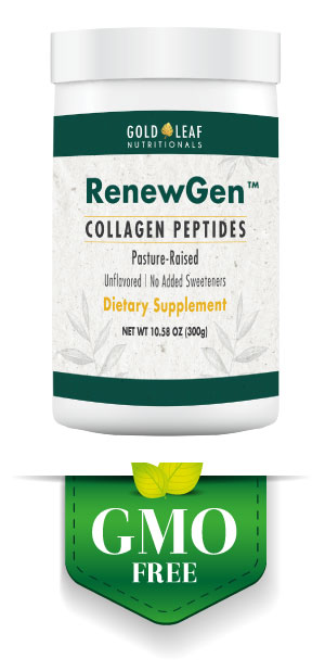 GMO-free label on bottle of RenewGen