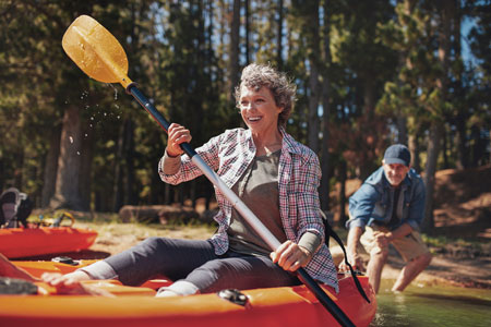 woman in a canoe